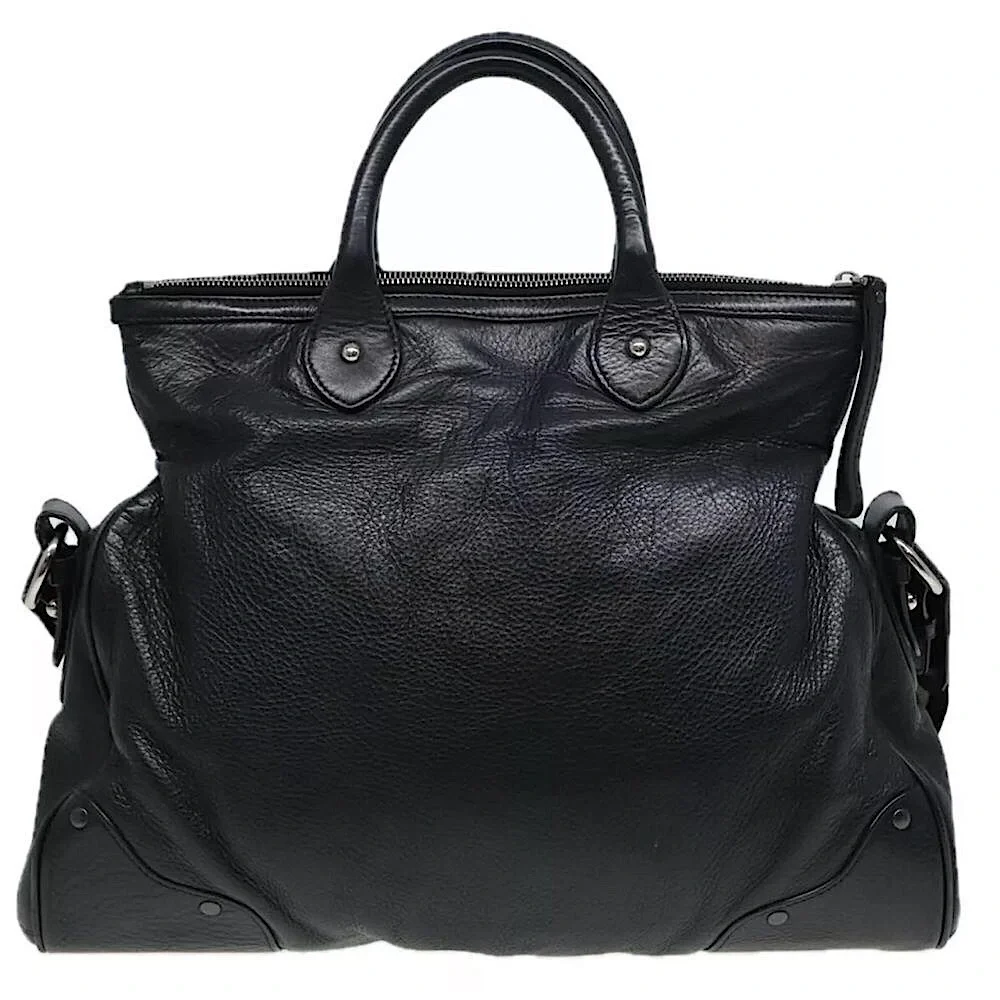 BALLY Black Leather Trainspotting Work Bag Black Striped Adjust Shoulder Strap